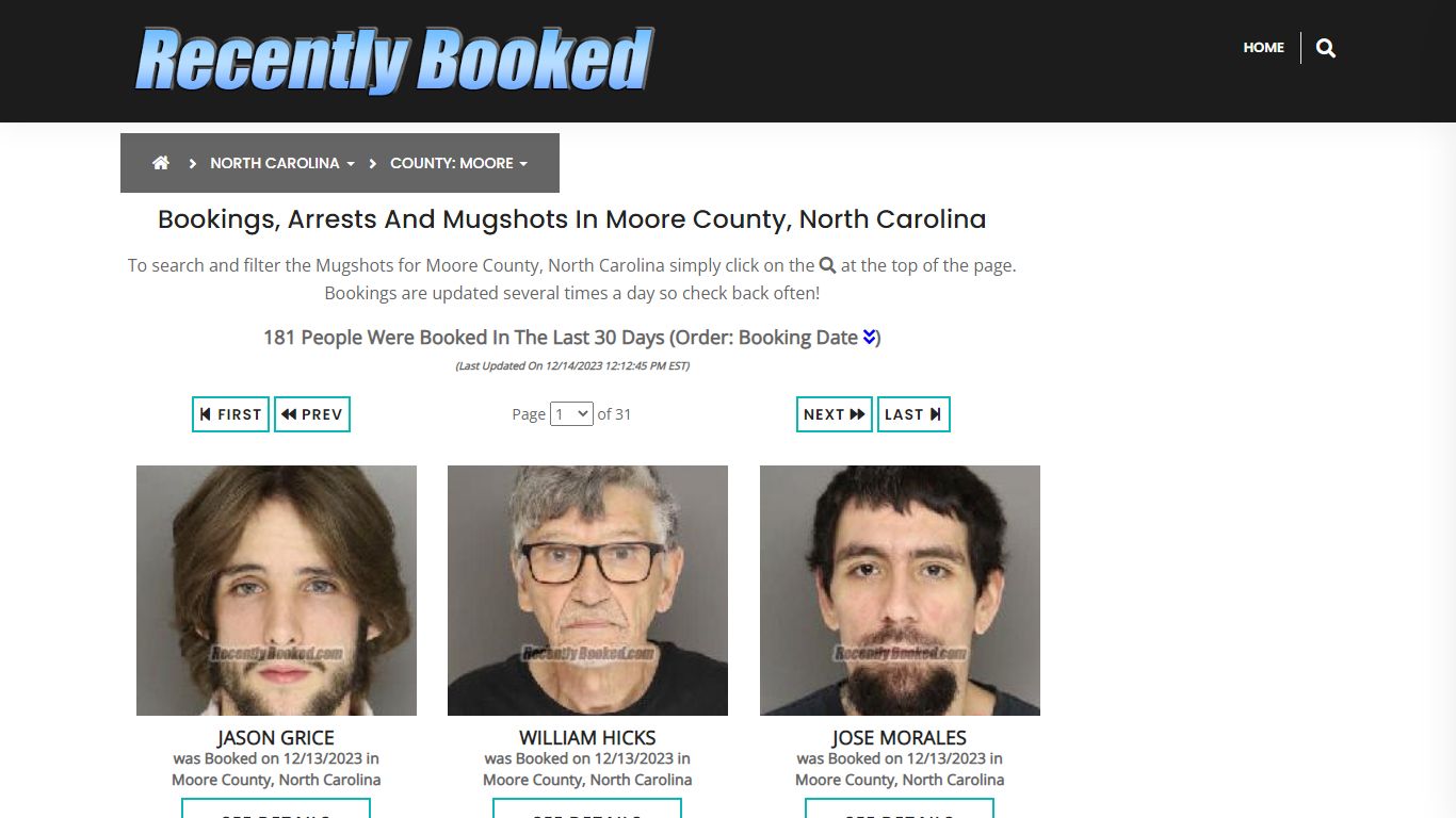 Recent bookings, Arrests, Mugshots in Moore County, North Carolina